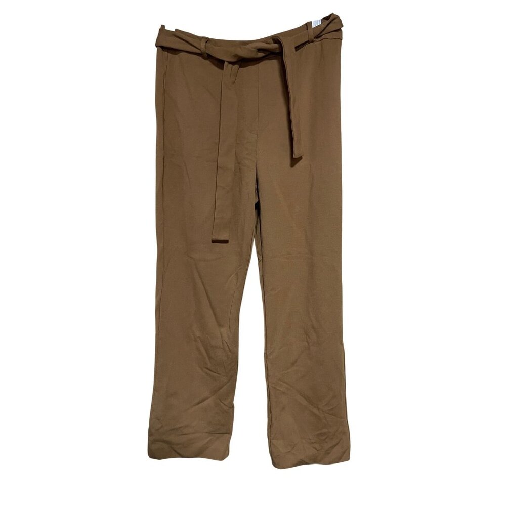 Jones New York Womens Cropped Brown Tie Waist Pants Size S Rayon Blend